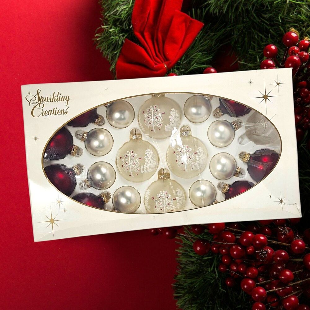 Vintage Sparkling Creations Cardinal Frosted Glass Christmas Ornaments Set of 19